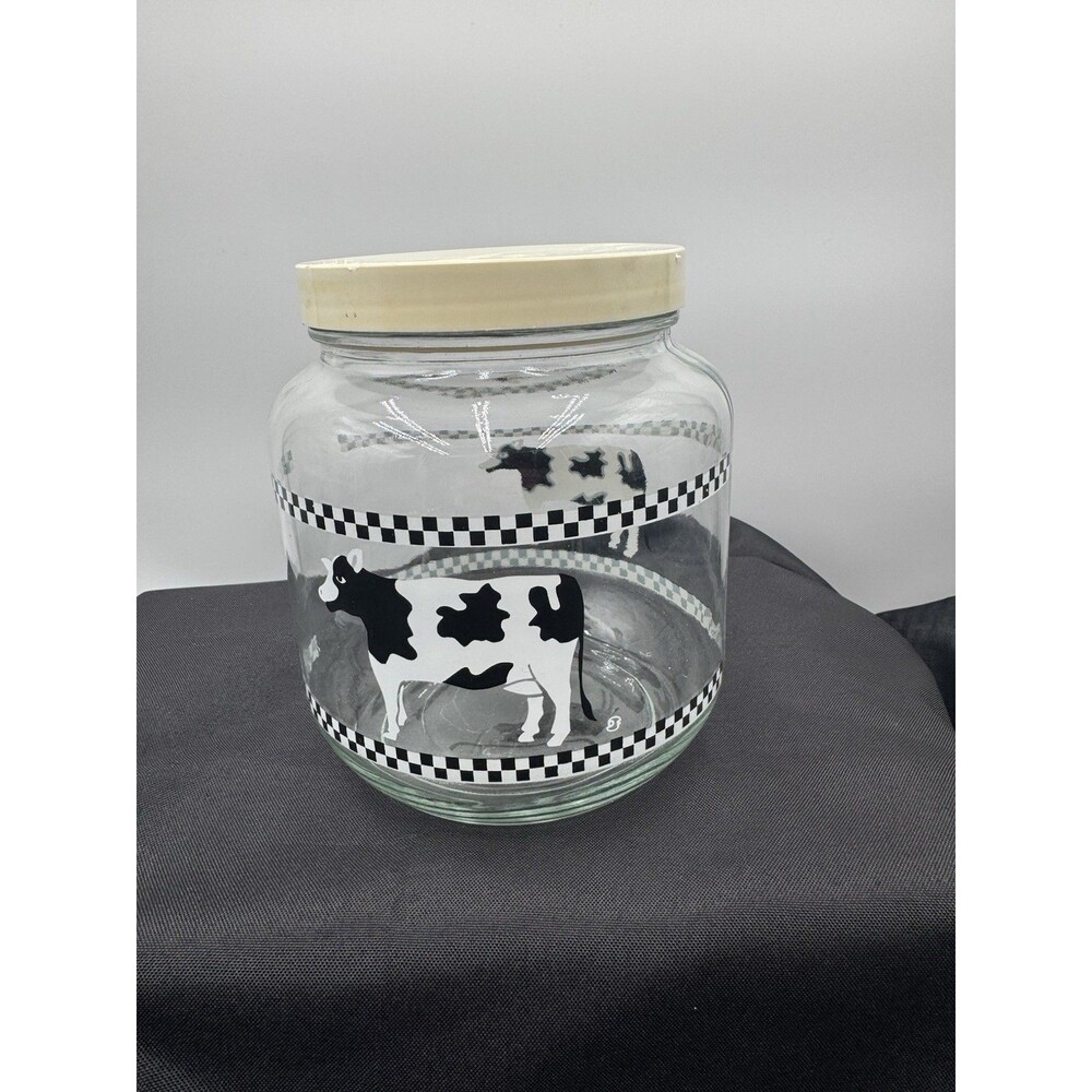 Vintage Glass Canister With Cow